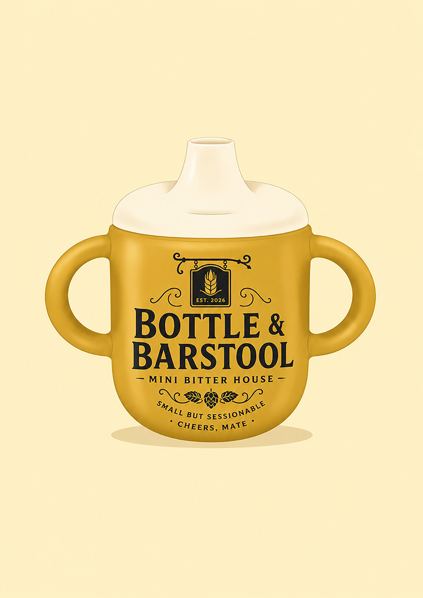 Bottle and Barstool Baby Bottle Canvas Print & Poster Wall Art - AI PRINT LAB